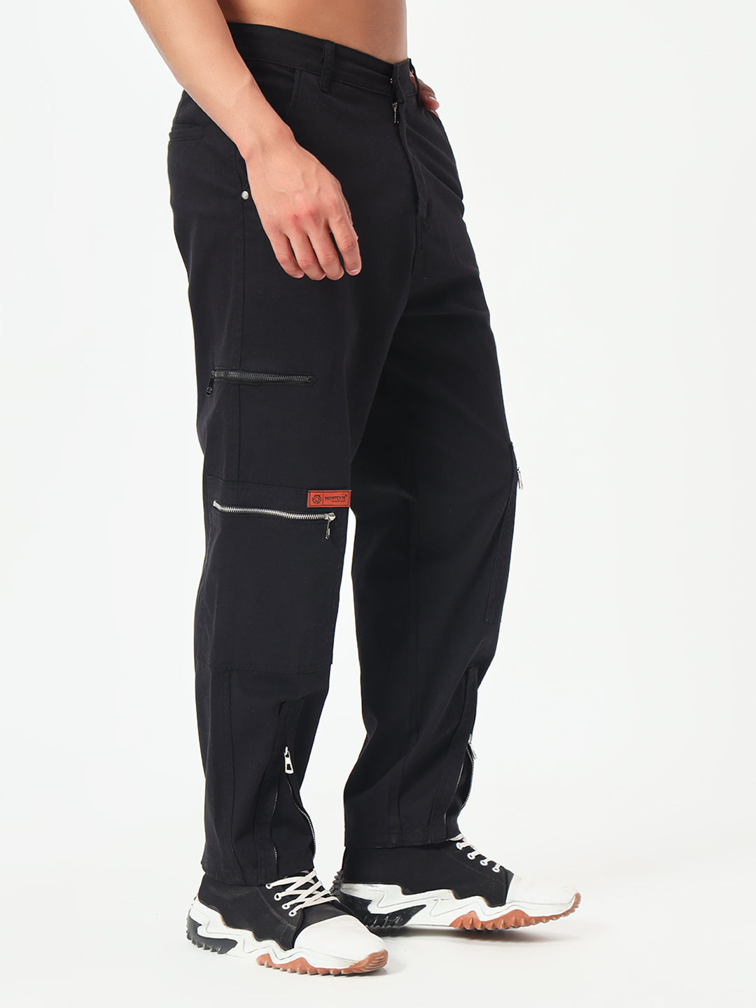 Monteynclub Regular Fit Bold Black Cargo Pants