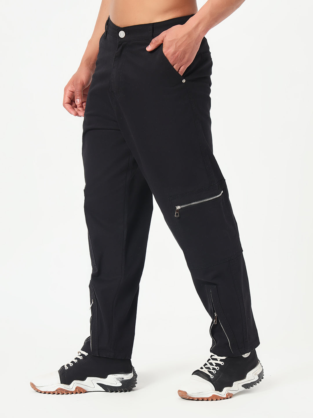 Monteynclub Regular Fit Bold Black Cargo Pants