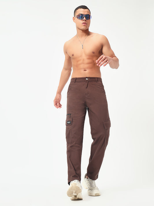 Monteynclub Regular Fit Chocolate Brown Cargo Pants