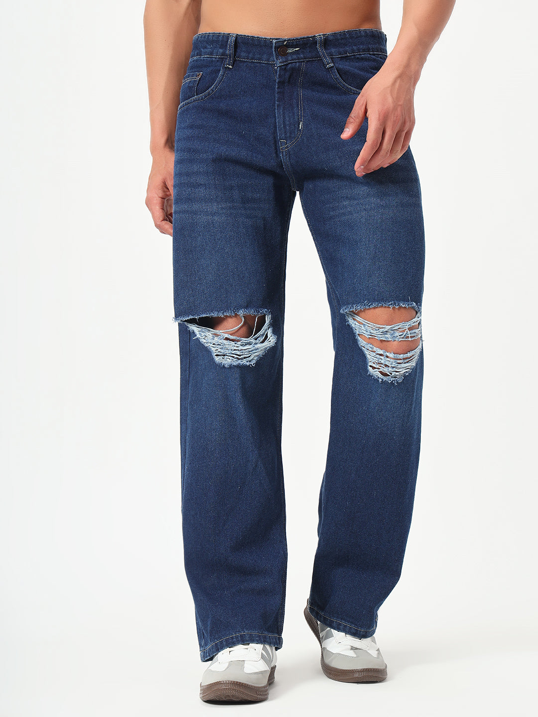 Monteynclub Relaxed Fit Distressed Blue Jeans