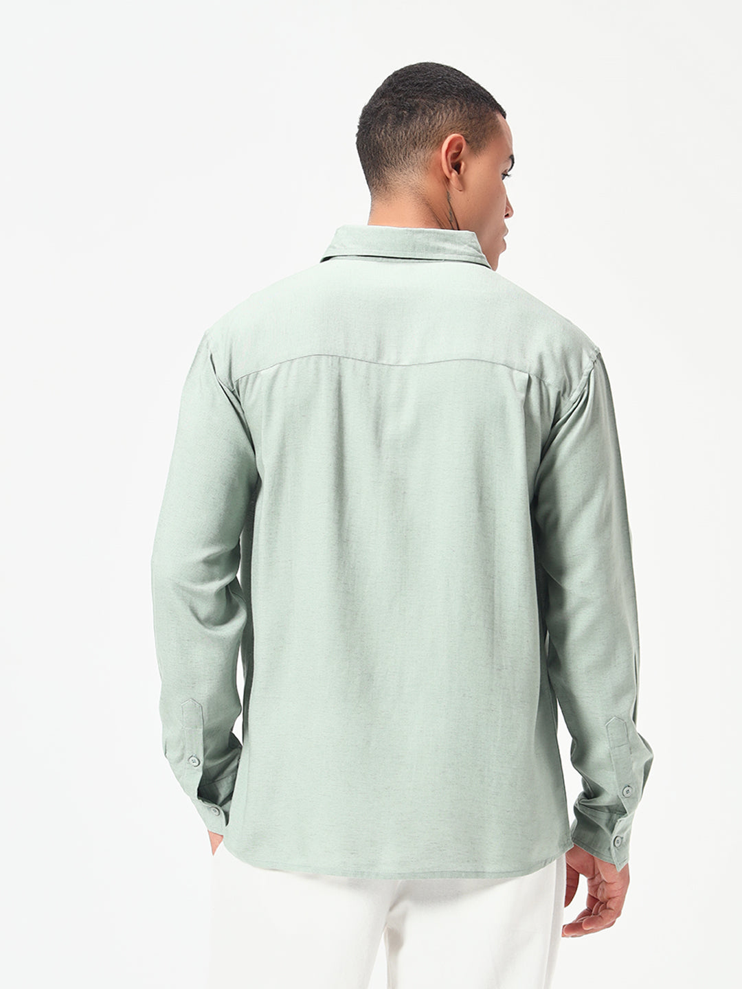 Monteynclub Relaxed Fit Premium Linen Light Green Shirt