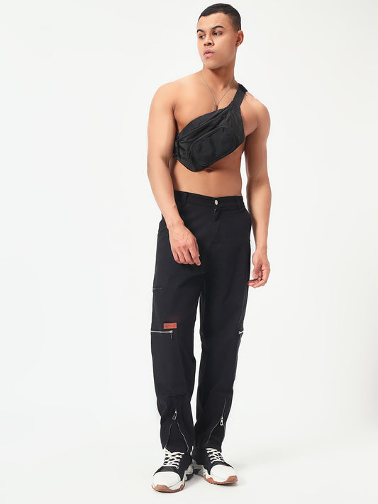 Monteynclub Regular Fit Bold Black Cargo Pants