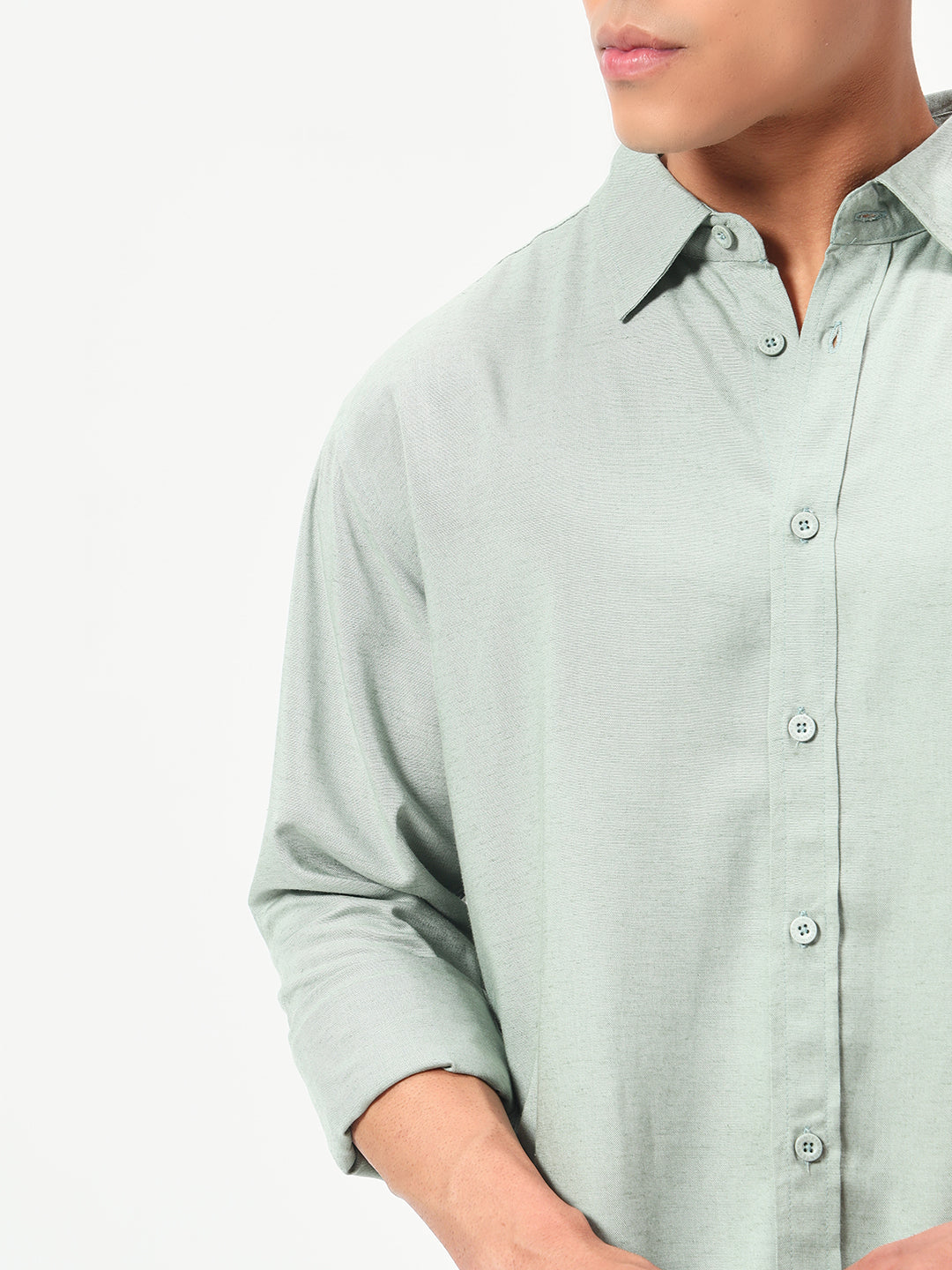 Monteynclub Relaxed Fit Premium Linen Light Green Shirt