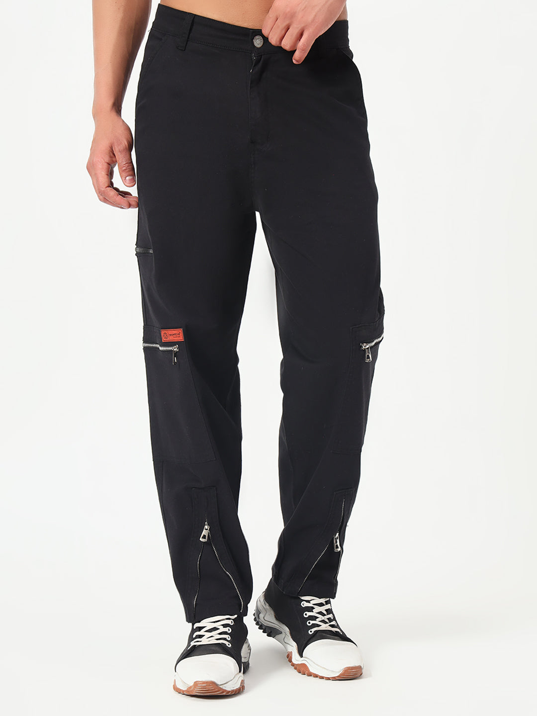 Monteynclub Regular Fit Bold Black Cargo Pants