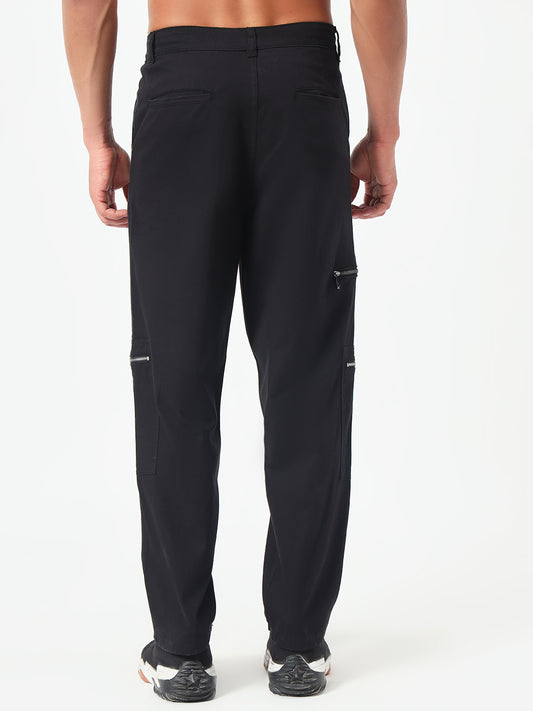 Monteynclub Regular Fit Bold Black Cargo Pants