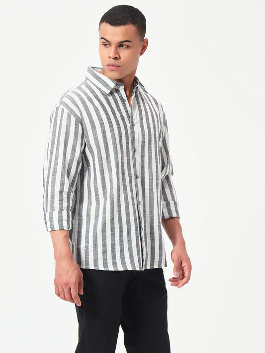 Monteynclub Relax Fit Cotton Striped Shirt