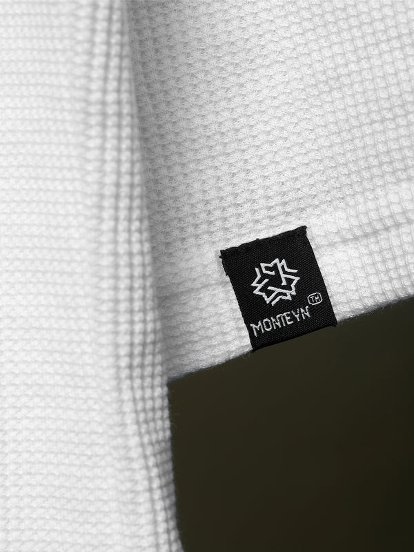 Grid Waffle Texture Full Sleeves T-shirt (White)