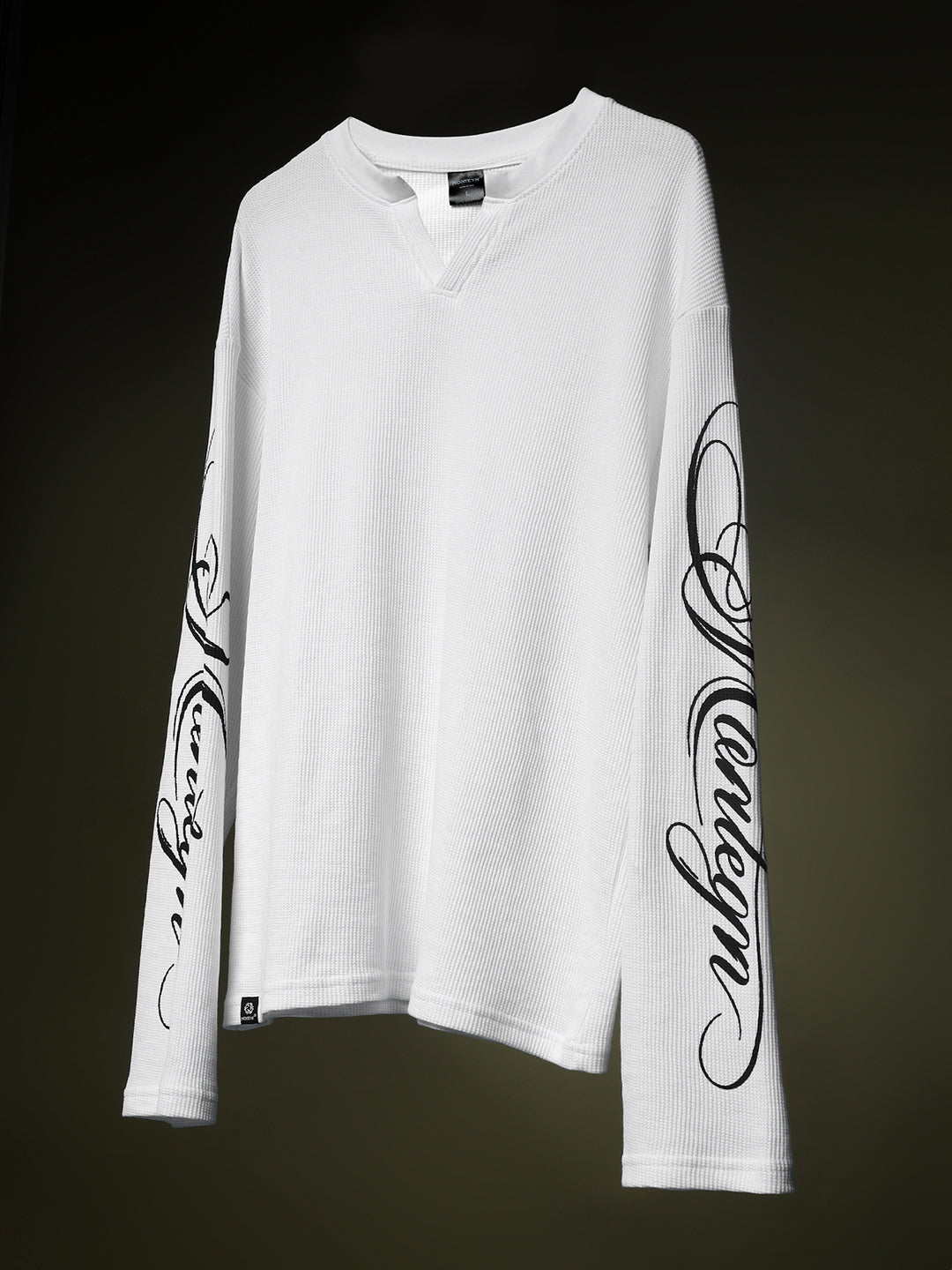 Grid Waffle Texture Full Sleeves T-shirt (White)