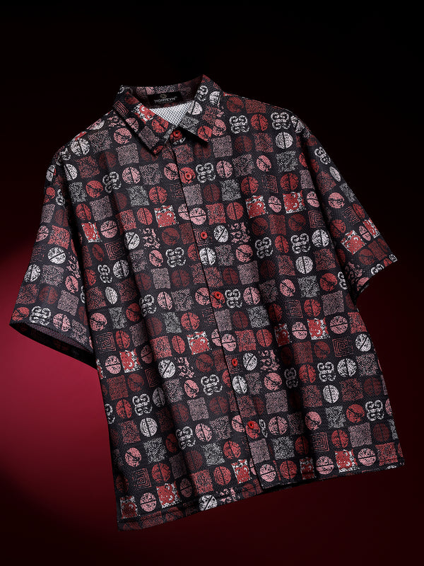 Noir Mosaic Relaxed Shirt – Rust Noir