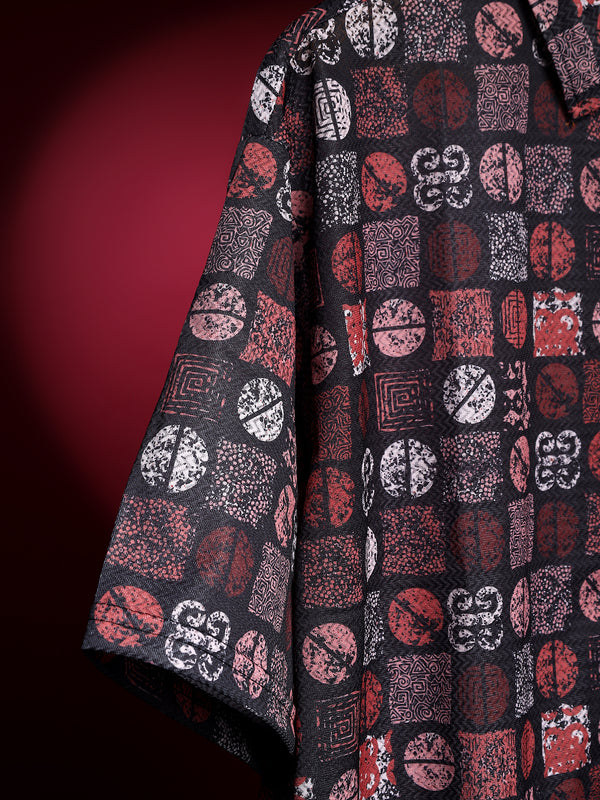 Noir Mosaic Relaxed Shirt – Rust Noir