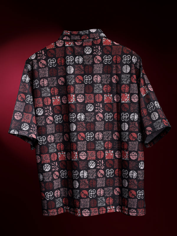 Noir Mosaic Relaxed Shirt – Rust Noir