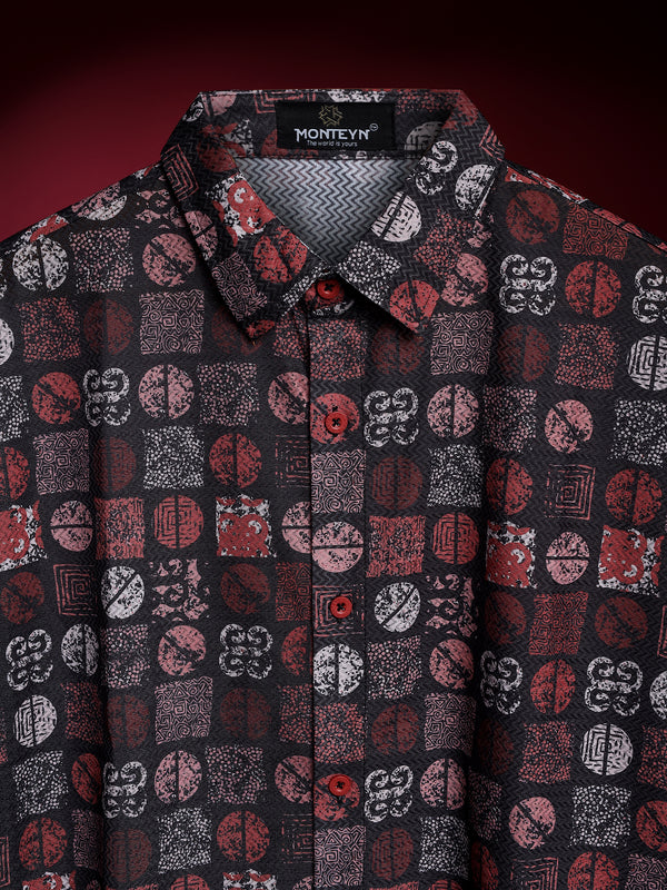 Noir Mosaic Relaxed Shirt – Rust Noir