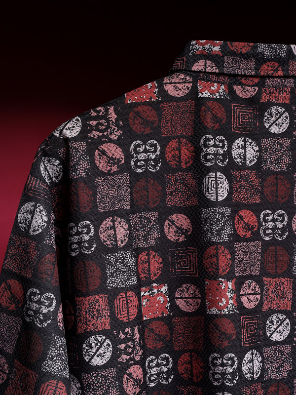 Noir Mosaic Relaxed Shirt – Rust Noir