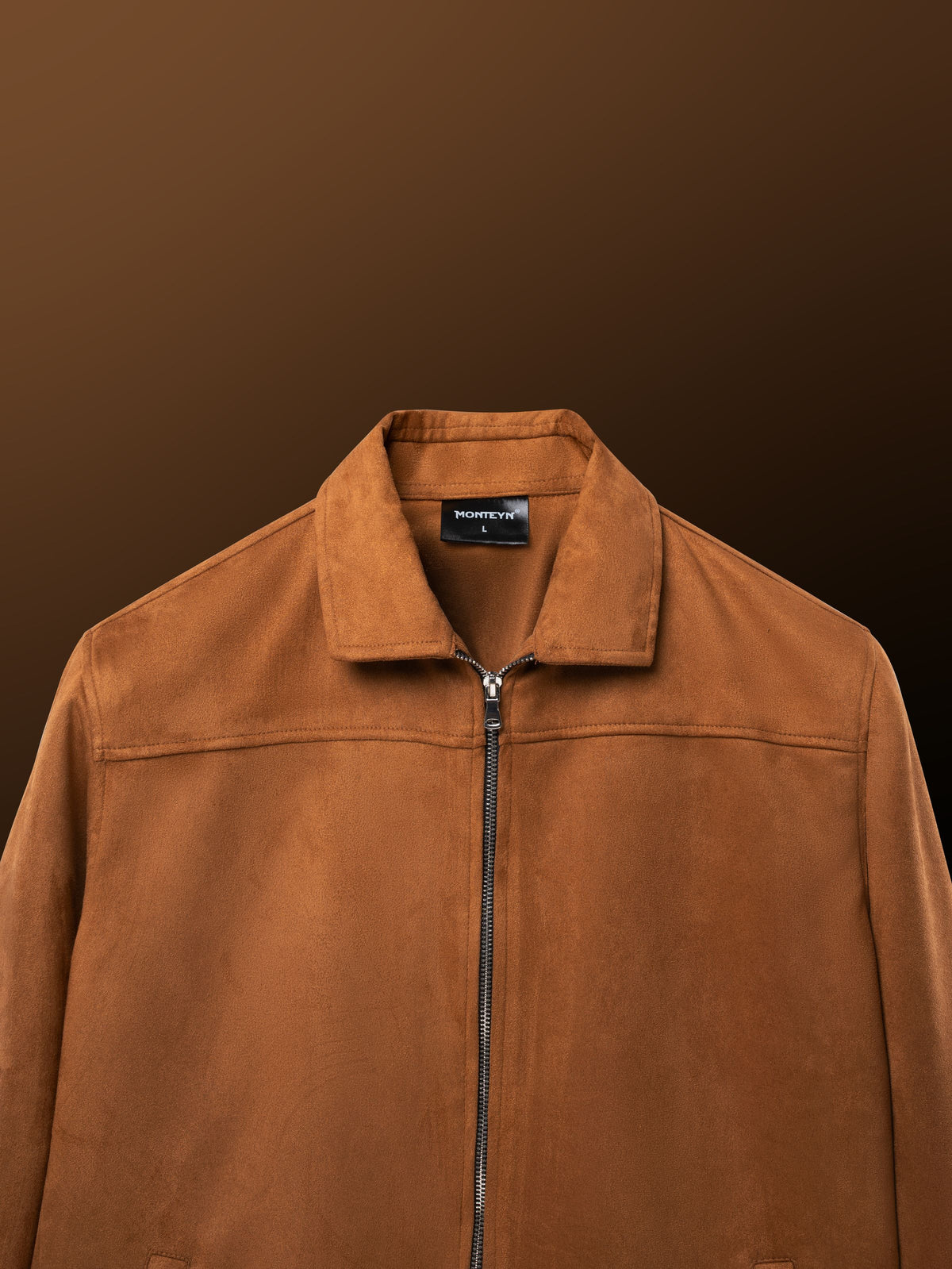 Suede Zip-Up Jacket – Amber Tan