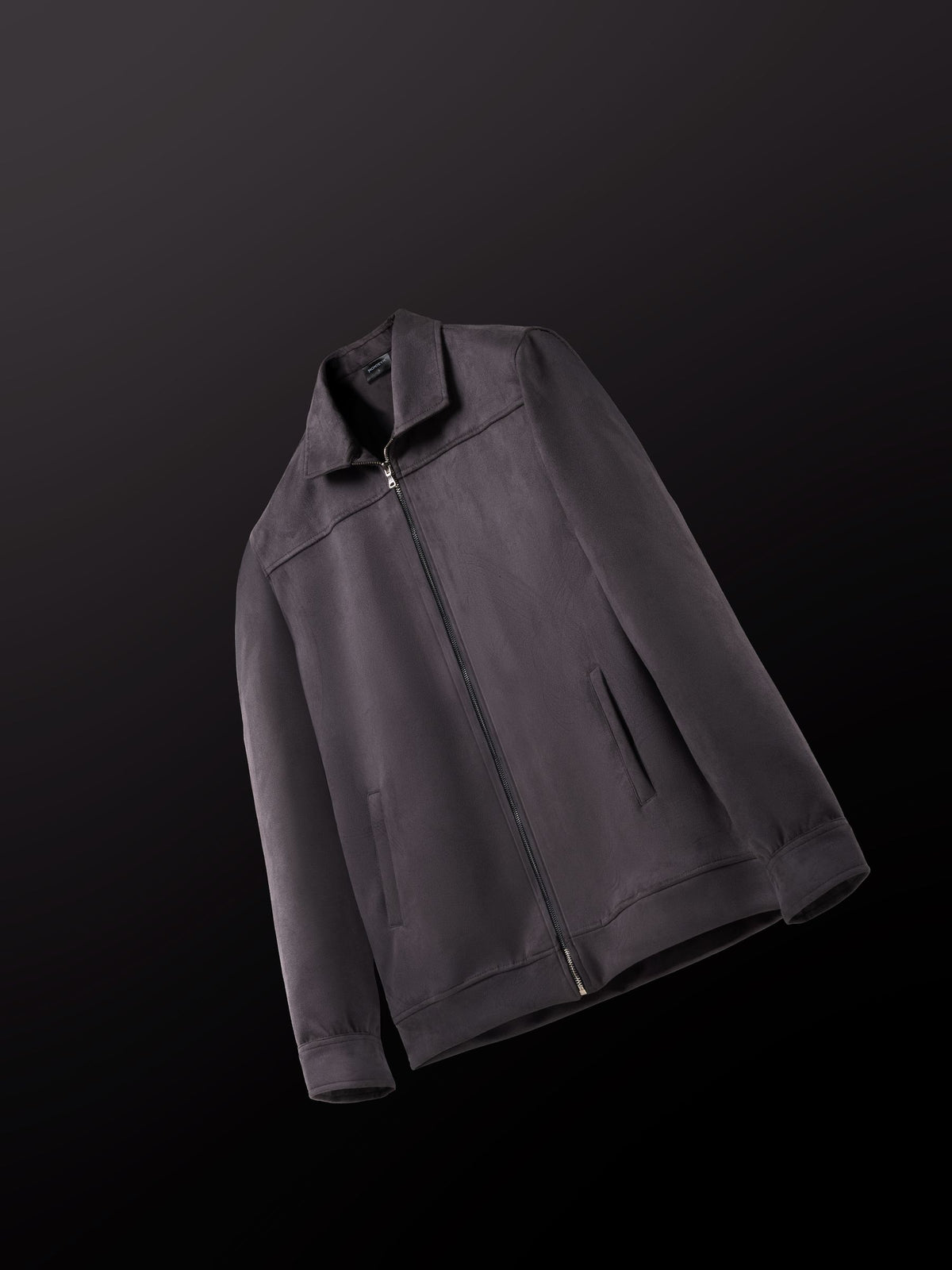 Suede Zip-Up Jacket – Charcoal Grey