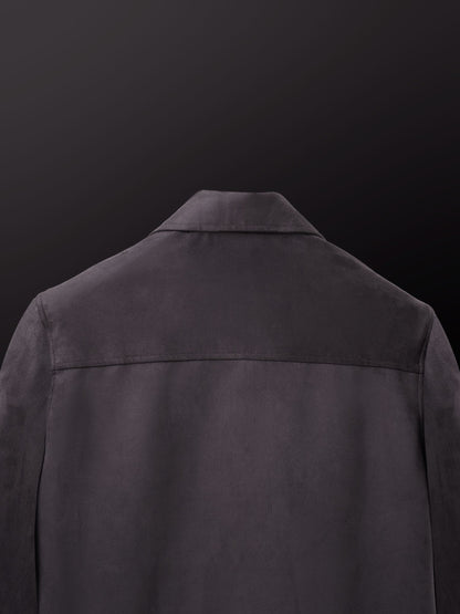 Suede Zip-Up Jacket – Charcoal Grey