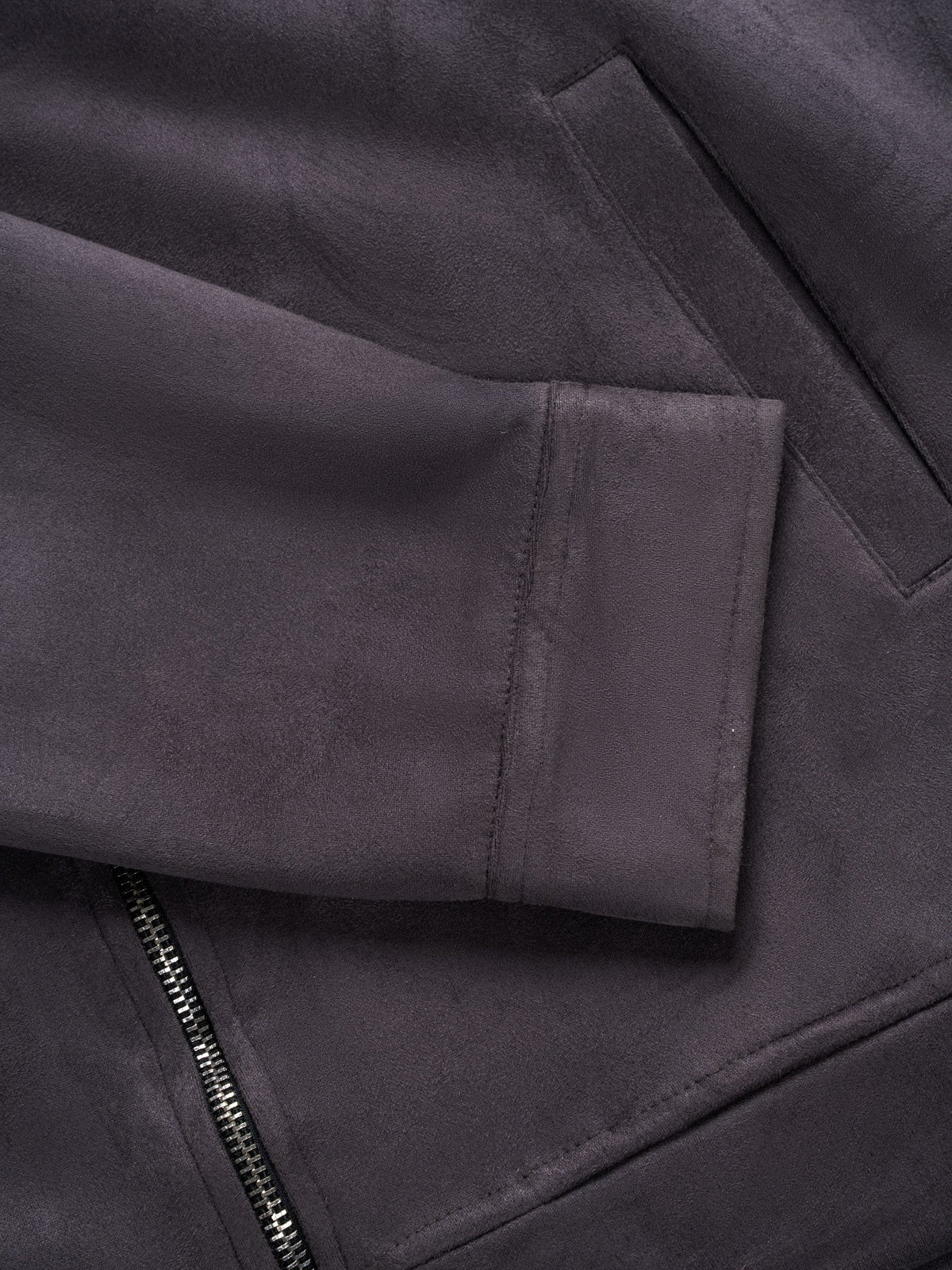 Suede Zip-Up Jacket – Charcoal Grey