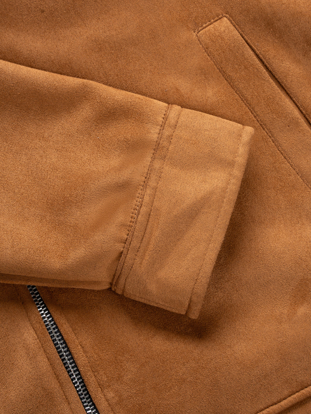Suede Zip-Up Jacket – Amber Tan