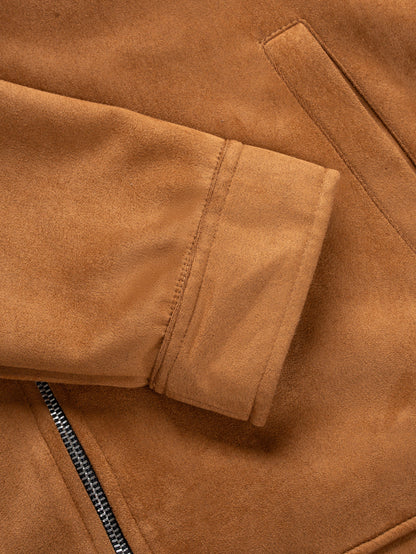 Suede Zip-Up Jacket – Amber Tan