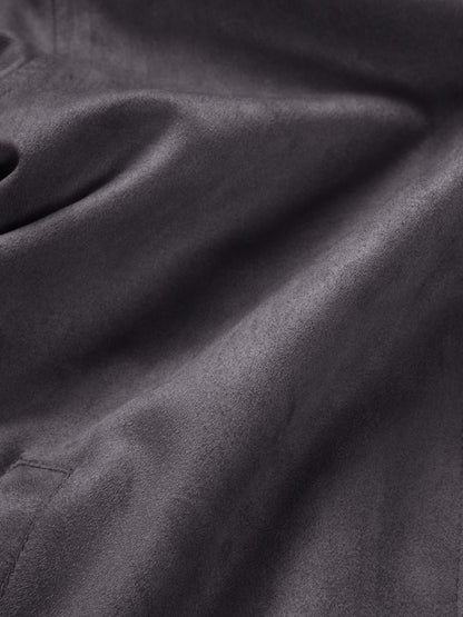 Suede Zip-Up Jacket – Charcoal Grey