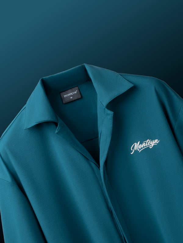 Midnight Teal Cuban Drape Shirt