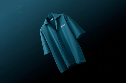 Midnight Teal Cuban Drape Shirt