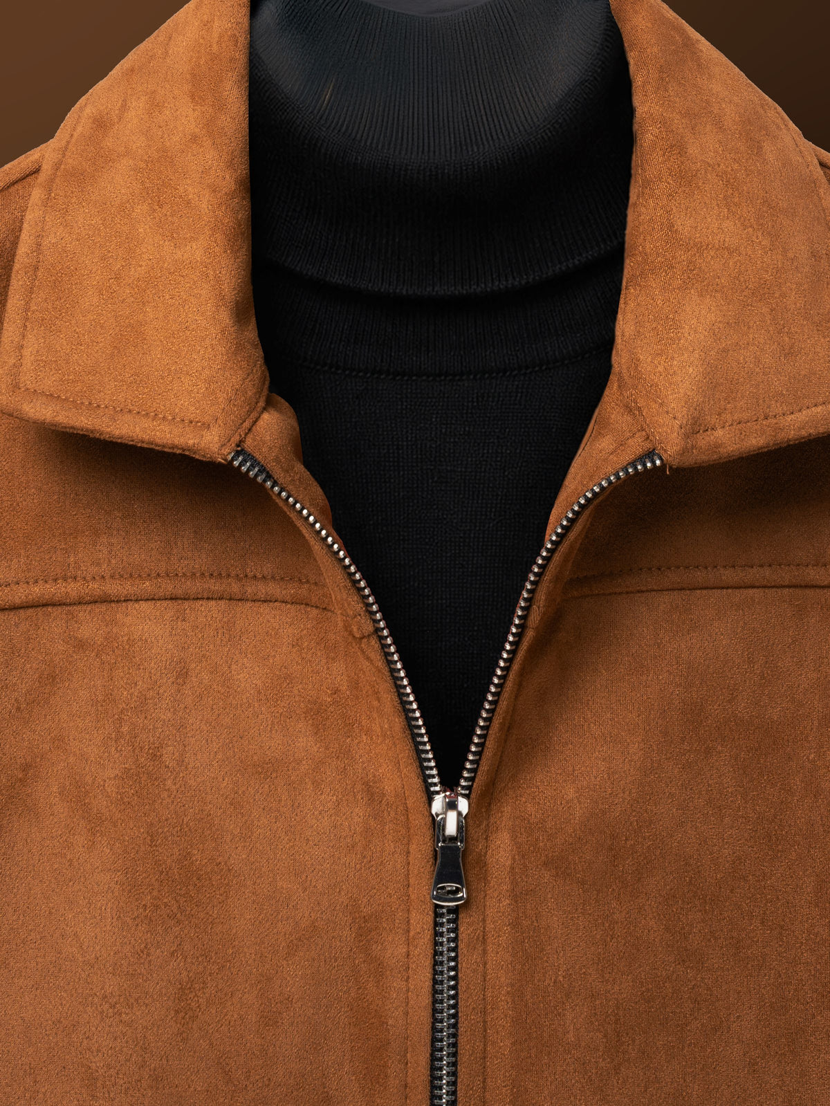 Suede Zip-Up Jacket – Amber Tan