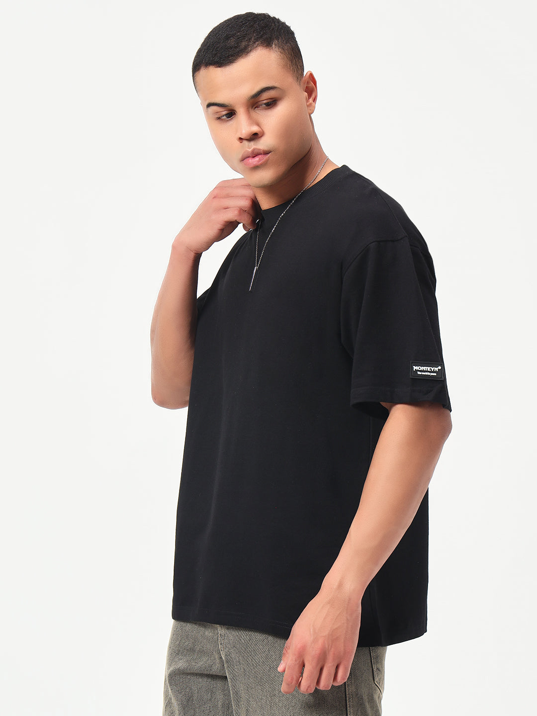 Moteynclub Oversized Fit Solid Black Premium Streetwear Tshirt