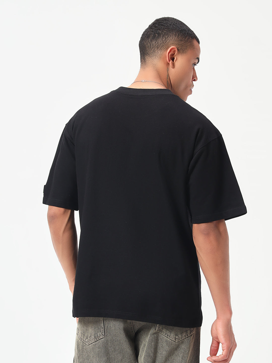 Moteynclub Oversized Fit Solid Black Premium Streetwear Tshirt
