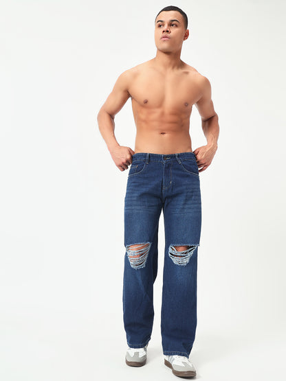 Distressed Blue Relaxed Fit Jeans