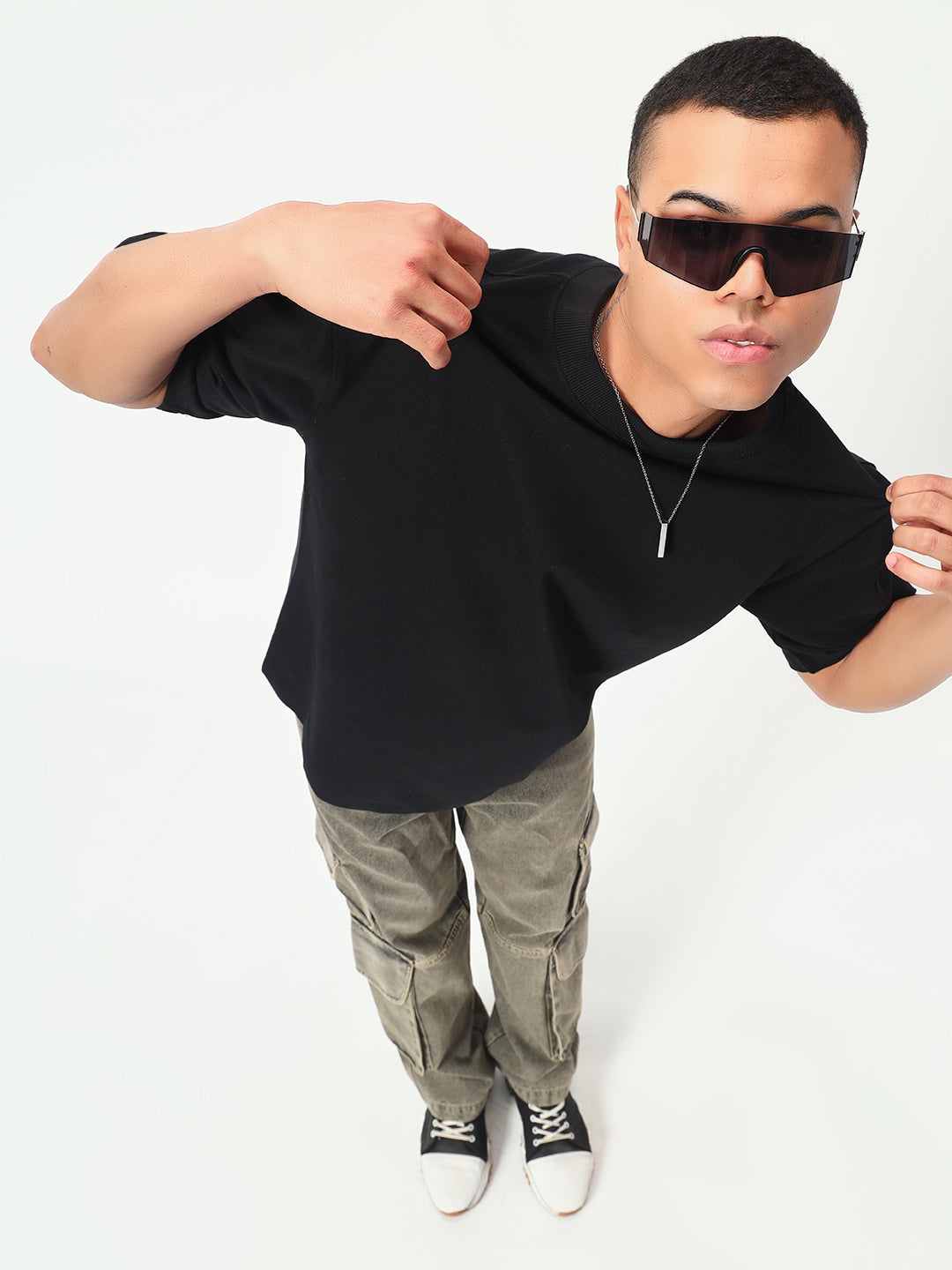 Moteynclub Oversized Fit Solid Black Premium Streetwear Tshirt
