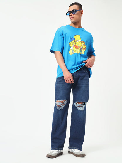 Distressed Blue Relaxed Fit Jeans