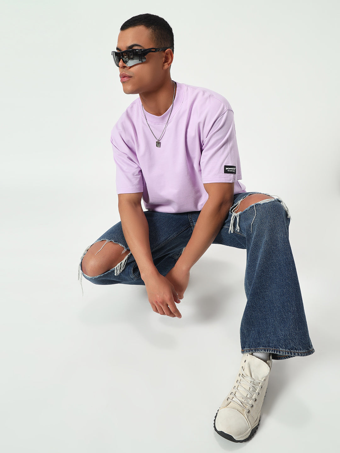 Monteynclub Oversized Fit Solid Lavender Premium Streetwear Tshirt